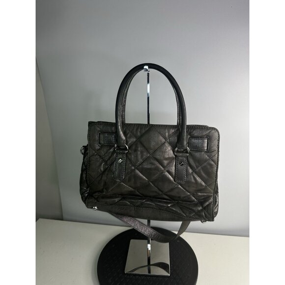 Michael Kors Hamilton Quilted Gun Metal Leather Small Tote Shoulder Bag - Picture 5 of 12